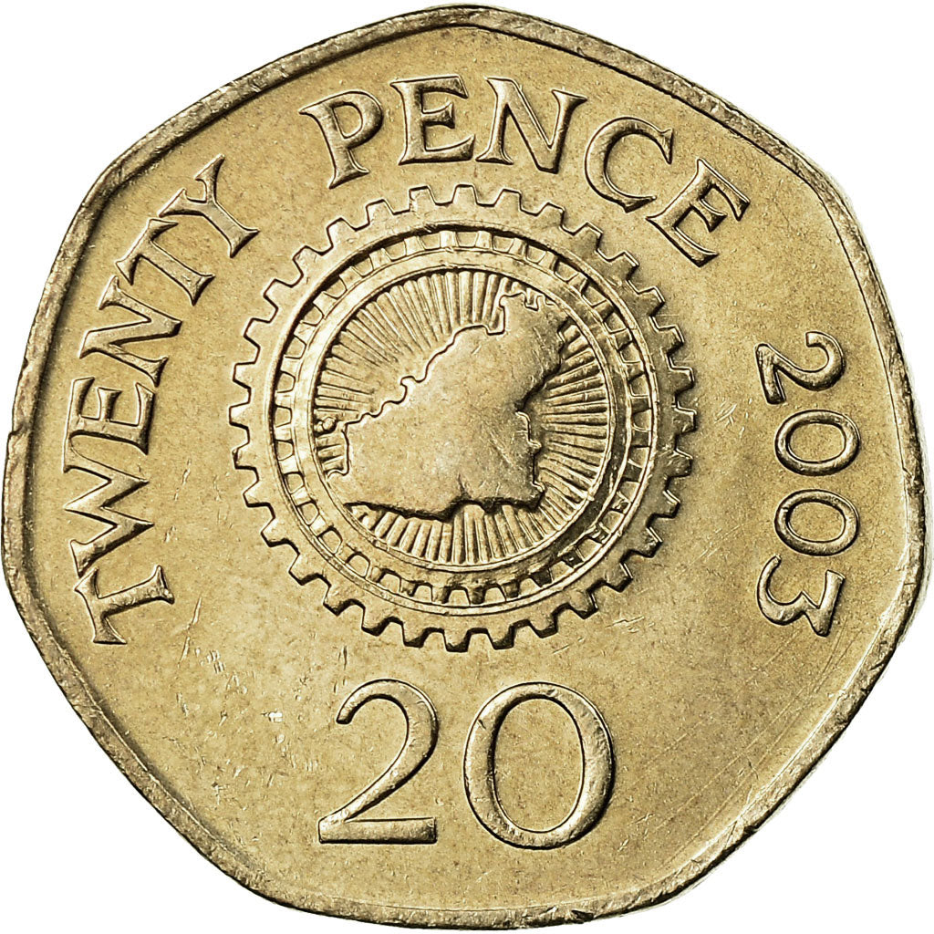 Moneta, Guernsey, Elizabeth II, 20 Pence, 2003, AU(55-58), Miedź-Nikiel, KM:90