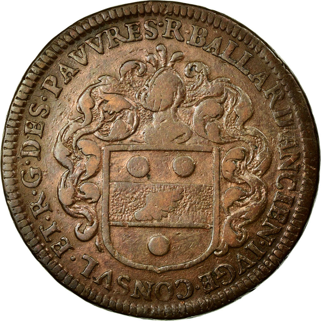France, Token, Royal, 1664, AU(50-53), Copper