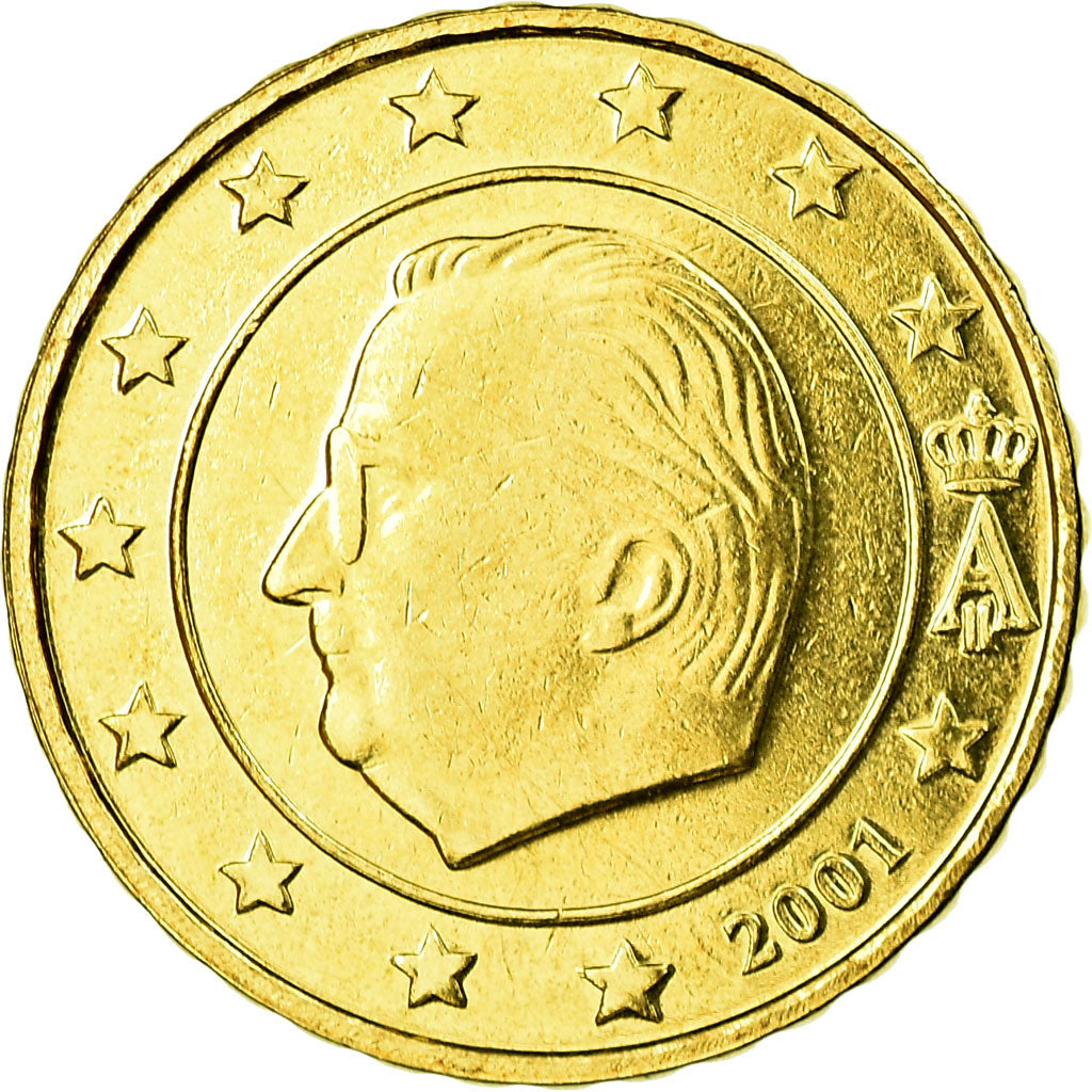 Belgia, 10 Euro Cent, 2001, MS(63), Mosiądz, KM:227