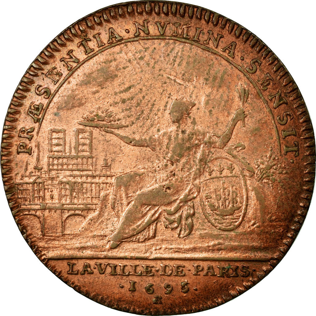France, Token, Royal, 1696, AU(55-58), Copper, Feuardent:3421