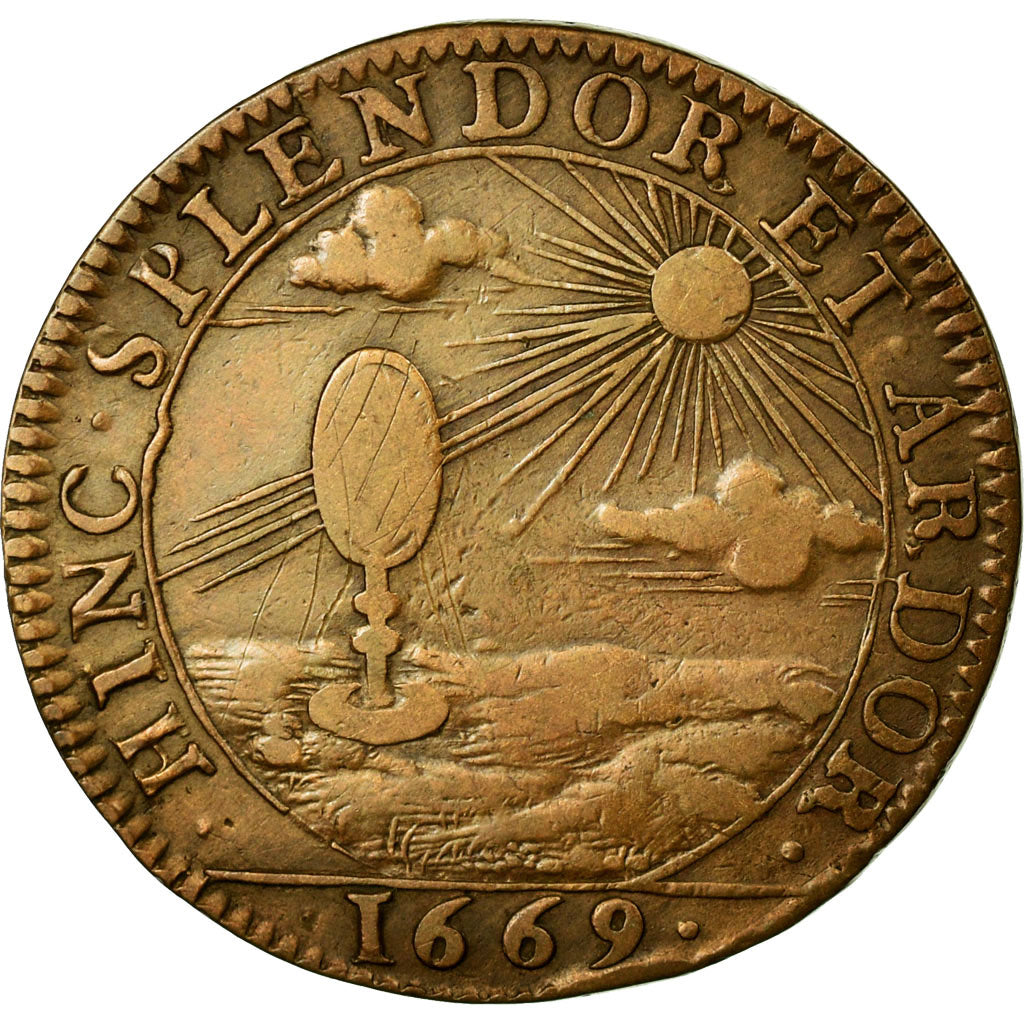 France, Token, Royal, 1669, VF(30-35), Copper, Feuardent:13133