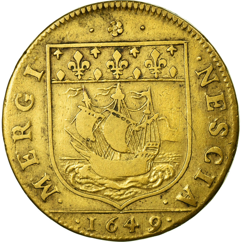 France, Token, Royal, 1649, AU(50-53), Copper, Feuardent:3561