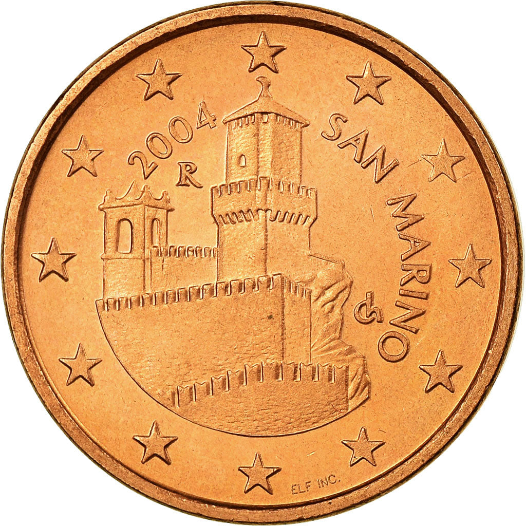 San Marino, 5 Euro Cent, 2004, MS(63), Aço Cromado a Cobre, KM:442