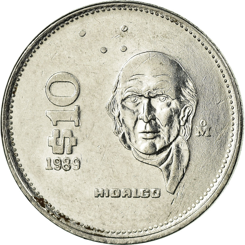 Coin, Mexico, 10 Pesos, 1989, Mexico City, EF(40-45), Stainless Steel, KM:512