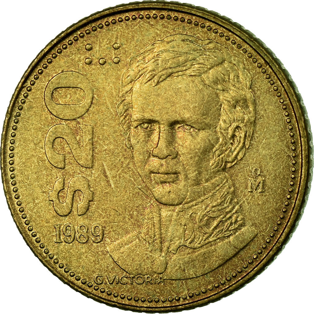 Moneta, Mexico, 20 Pesos, 1989, Mexico City, EF(40-45), Mosiądz, KM:508