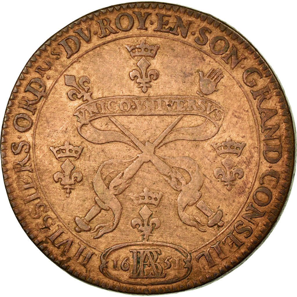 France, Token, Royal, 1651, EF(40-45), Copper, Feuardent:387