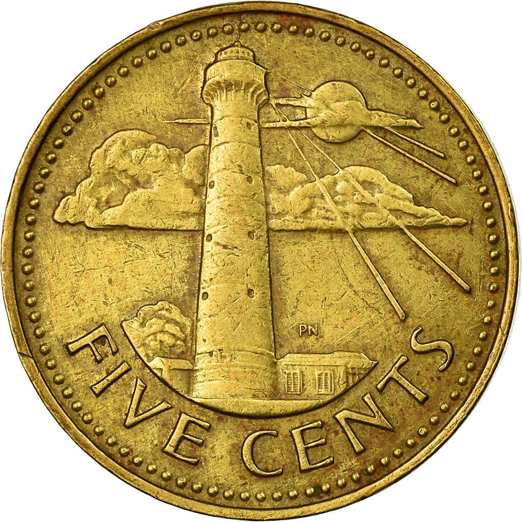 Moneda, Barbados, 5 Cents, 1982, Franklin Mint, MBC, Latón, KM:11