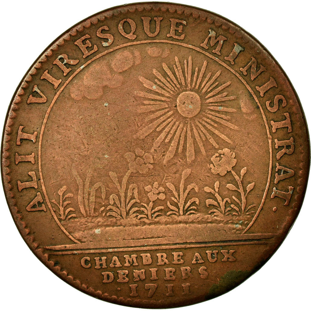 France, Token, Royal, 1711, EF(40-45), Copper, Feuardent:2445