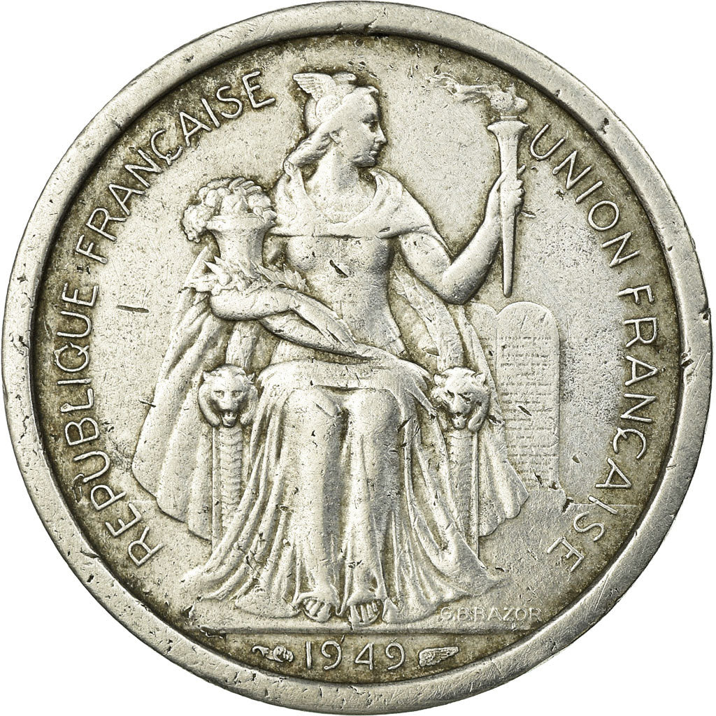 Coin, New Caledonia, 2 Francs, 1949, Paris, EF(40-45), Aluminum, KM:3