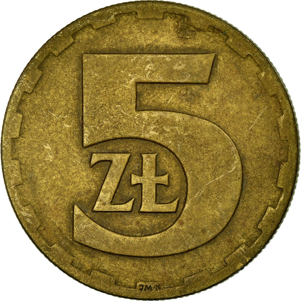 Moneta, Polonia, 5 Zlotych, 1975, Warsaw, BB, Ottone, KM:81.1