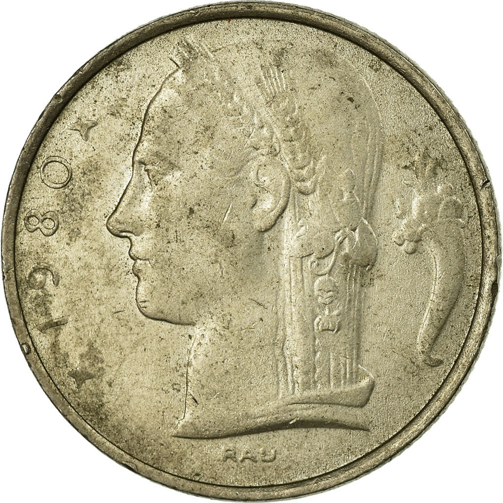 Moneta, Belgia, 5 Francs, 5 Frank, 1980, EF(40-45), Miedź-Nikiel, KM:134.1