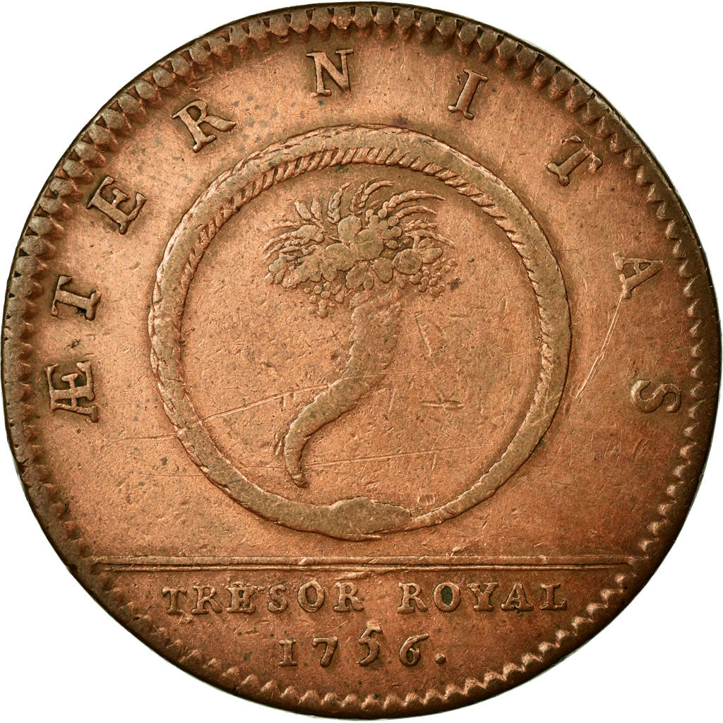 France, Token, Royal, 1756, VF(30-35), Copper, Feuardent:2095