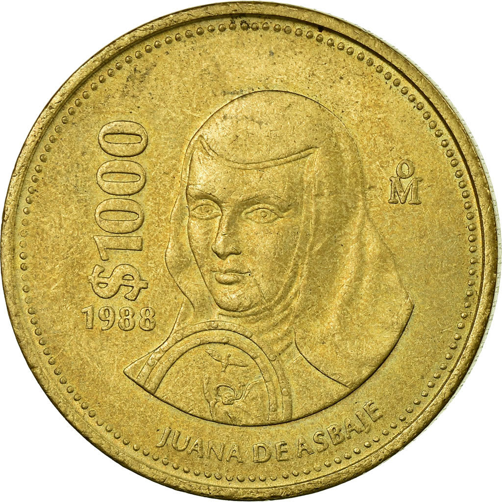 Moneta, Mexico, 1000 Pesos, 1988, Mexico City, EF(40-45), Aluminium-Brąz