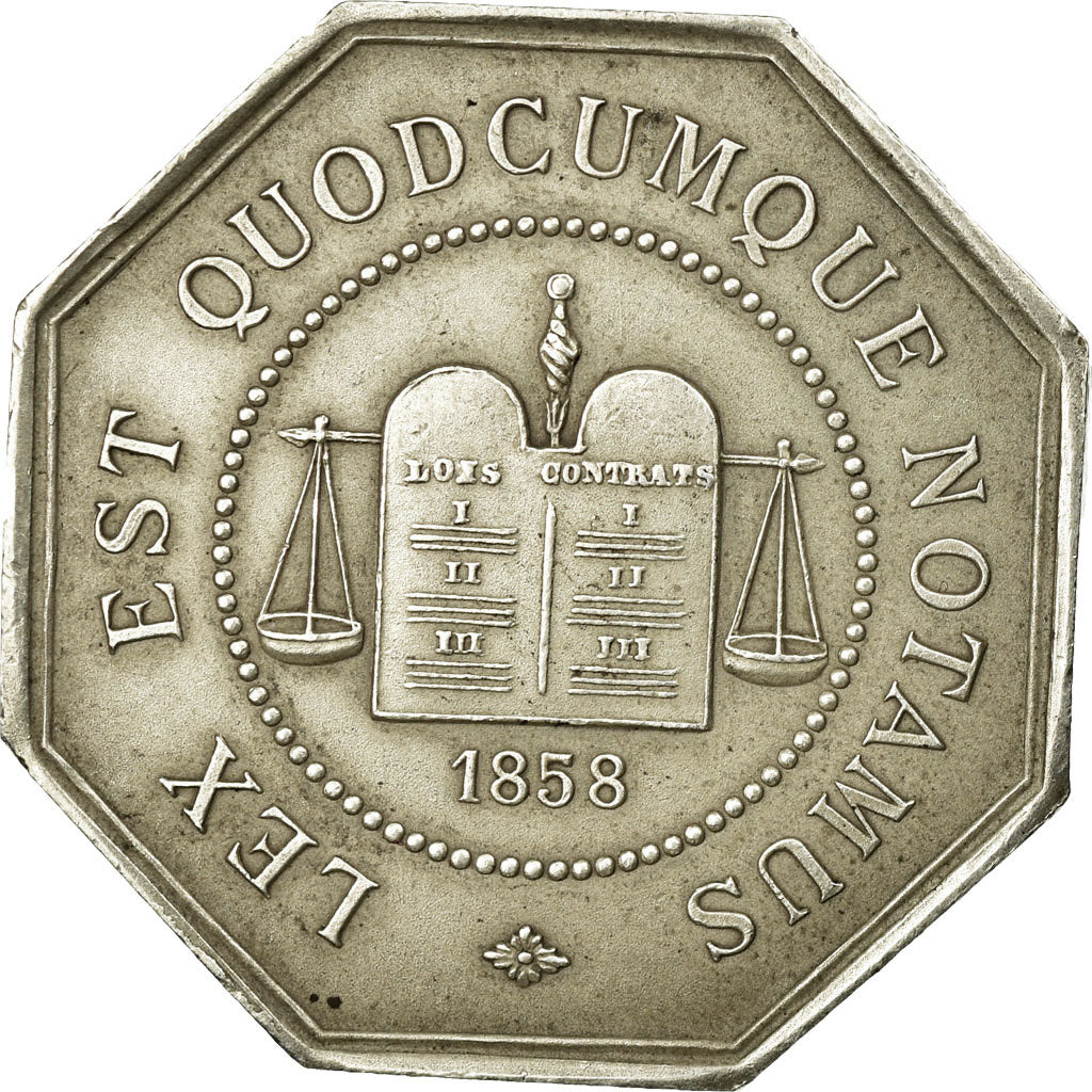 France, Token, Notary, 1858, AU(55-58), Silver, Lerouge:326