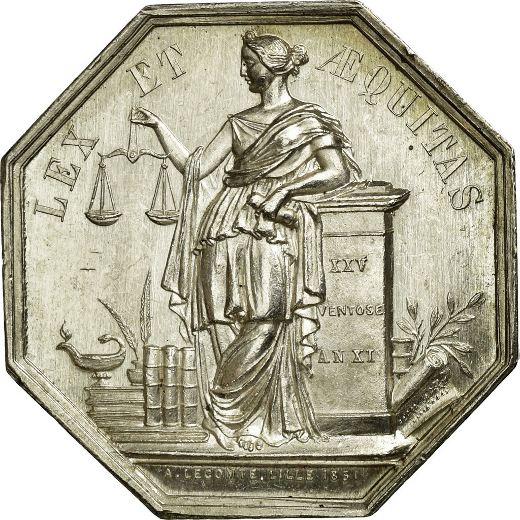 France, Token, Notary, 1851, AU(55-58), Silver, Lerouge:120