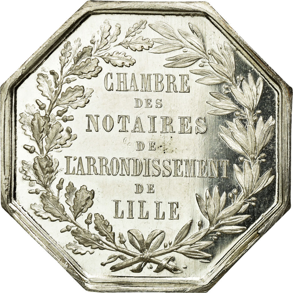 France, Token, Notary, 1865, MS(65-70), Silver, Lerouge:161