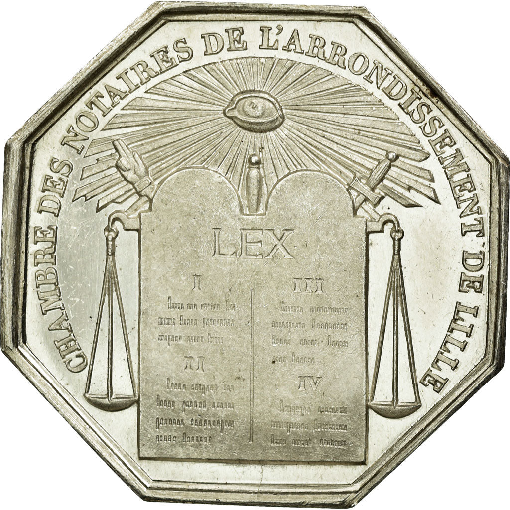 France, Token, Notary, MS(60-62), Silver, Lerouge:160