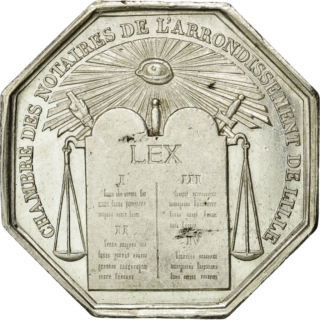 France, Token, Notary, AU(55-58), Silver, Lerouge:160