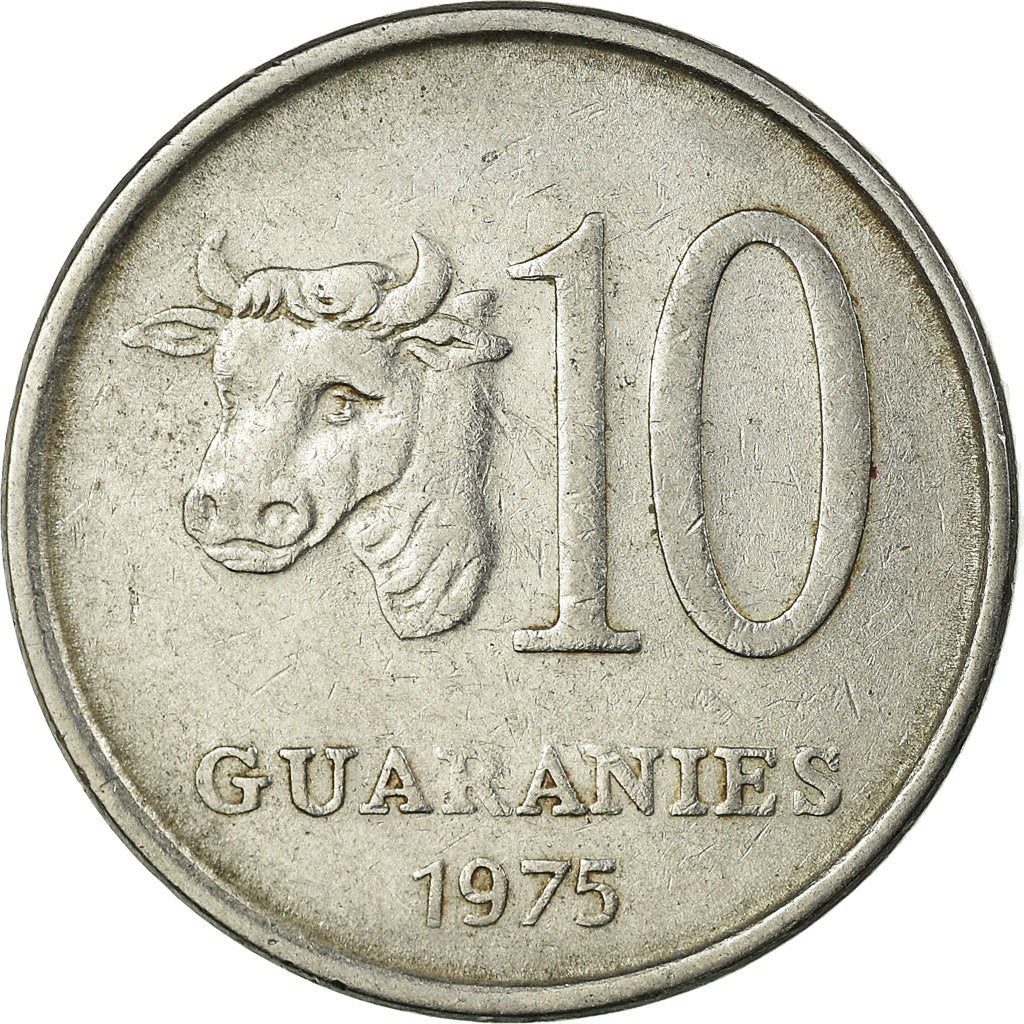 Munten, Paraguay, 10 Guaranies, 1975, ZF, Stainless Steel, KM:153
