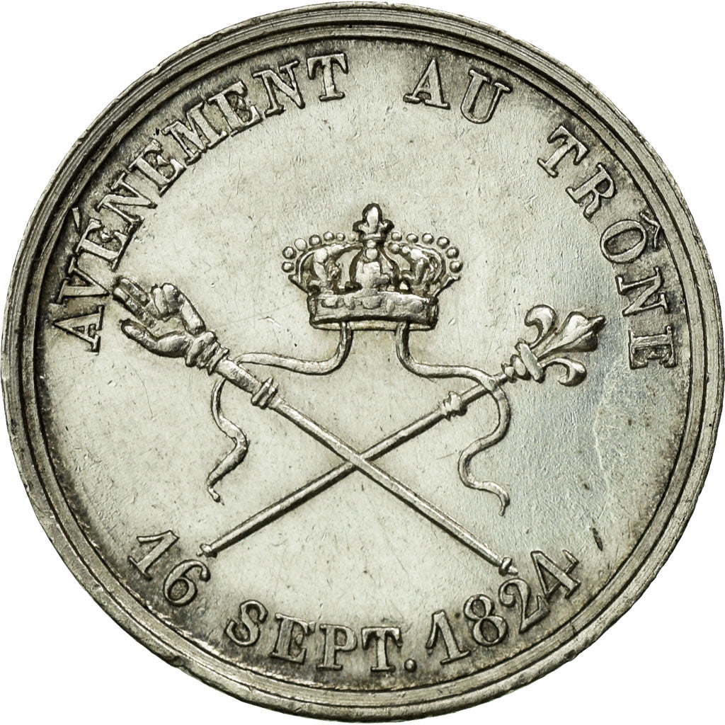 France, Token, Royal, 1824, AU(55-58), Silver
