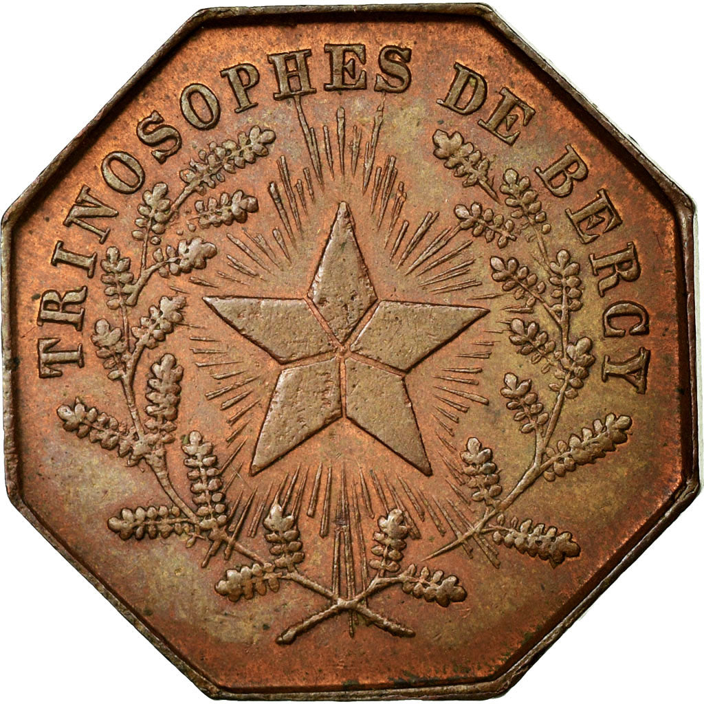 France, Tournois Denarius, Masonic, AU(55-58), Copper