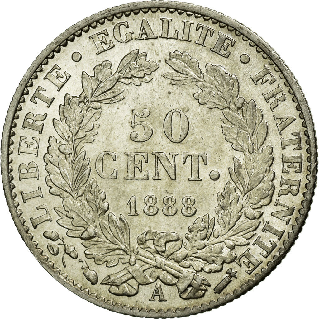 Monnaie, France, Cérès, 50 Centimes, 1888, Paris, SUP+, Argent, Gadoury:419a
