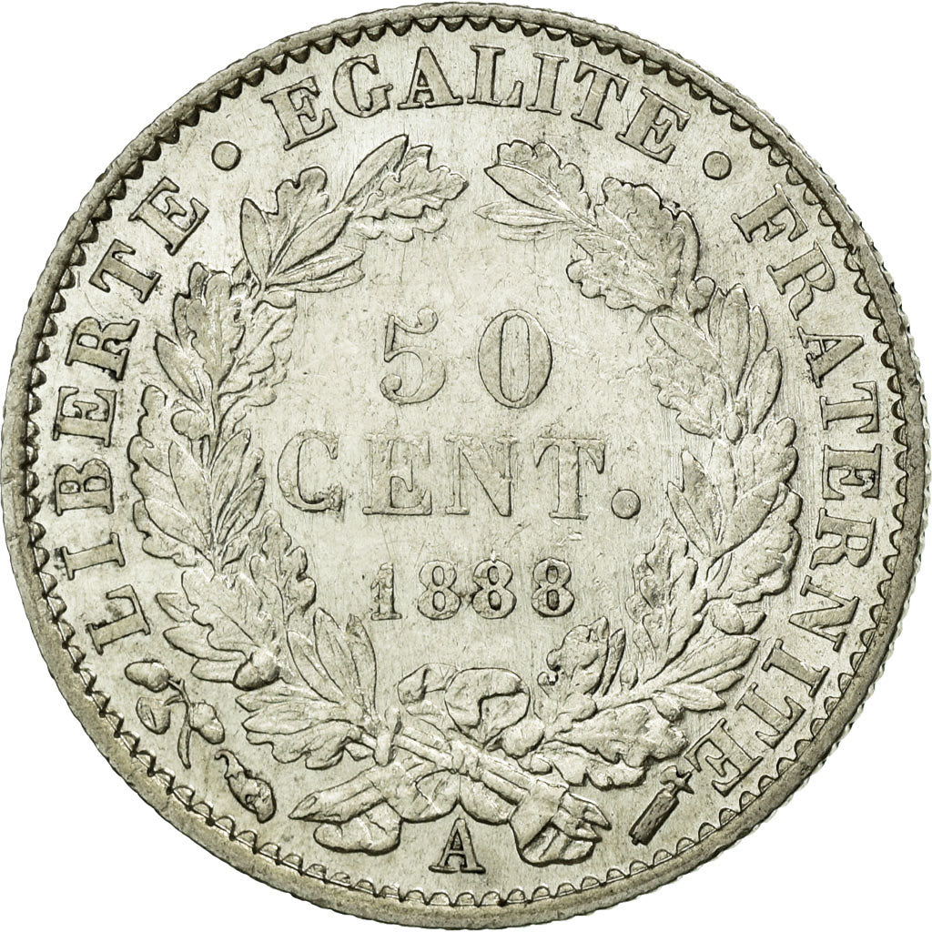 Monnaie, France, Cérès, 50 Centimes, 1888, Paris, SUP+, Argent, Gadoury:419a