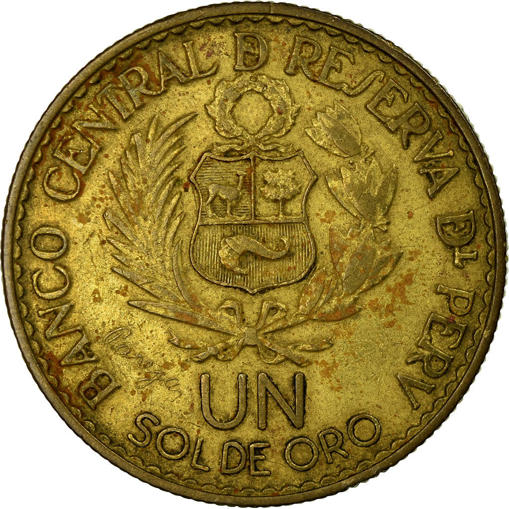 Moneda, Perú, Sol, 1965, MBC, Latón, KM:222