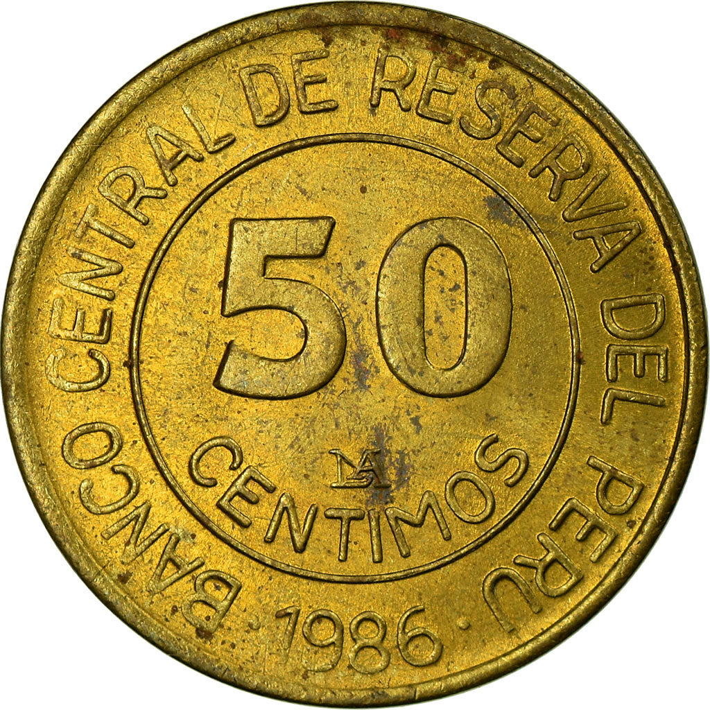 Munten, Peru, 50 Centimos, 1986, Lima, ZF, Tin, KM:295