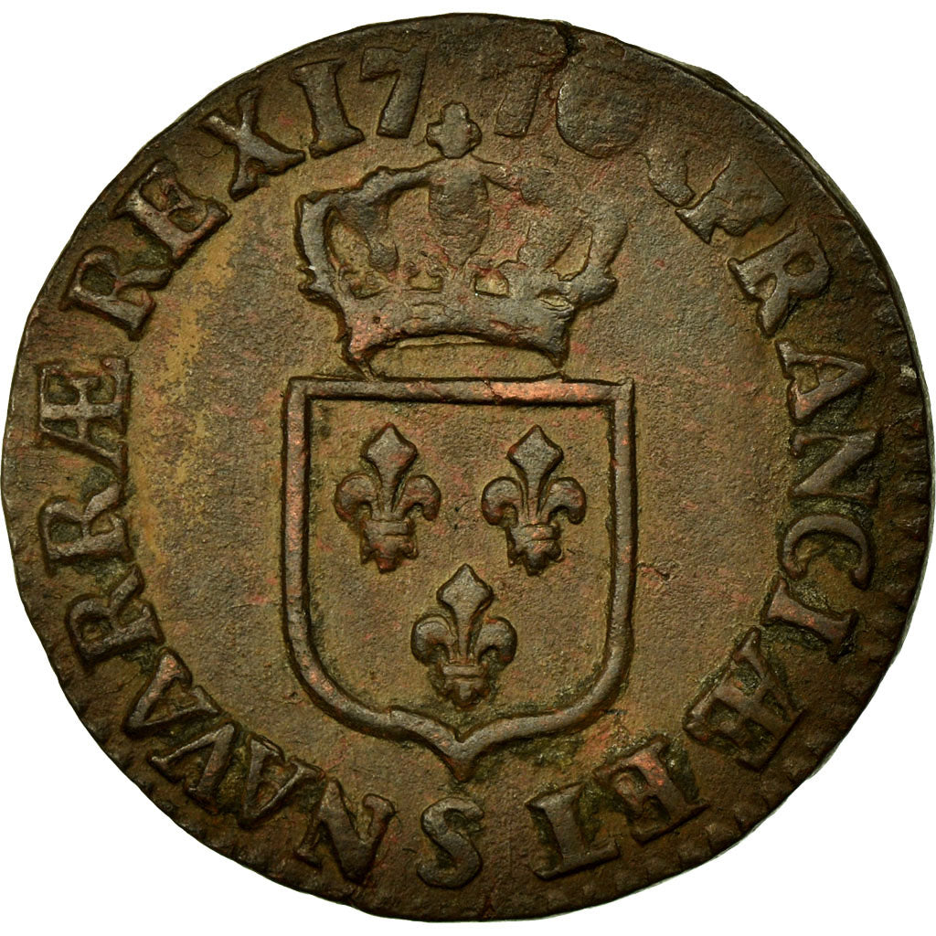 Moneta, Francia, Louis XV, Demi sol à la vieille tête, 1/2 Sol, 1770, Reims
