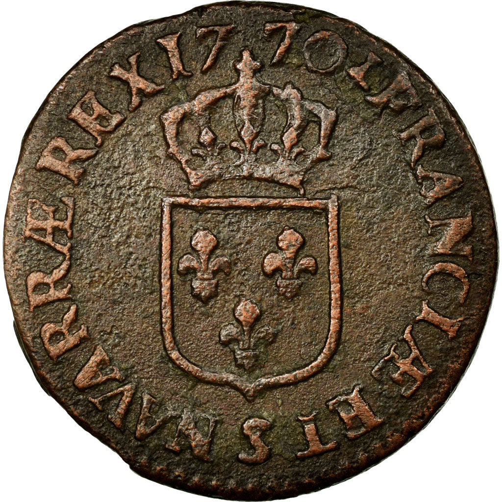 Coin, France, Louis XV, Demi sol à la vieille tête, 1/2 Sol, 1770, Reims