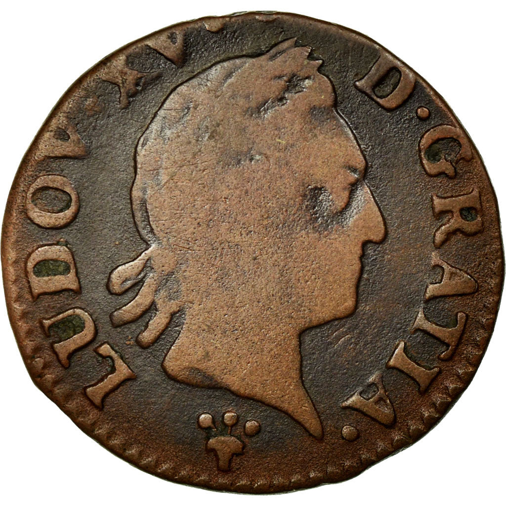 Coin, France, Louis XV, Liard à la vieille tête, Liard, 1773, Reims