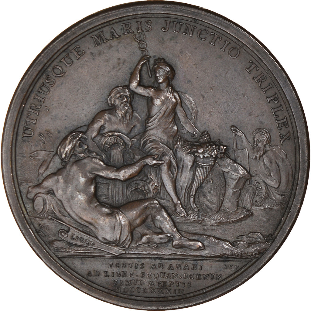 França, medalha, Louis XVI, Canal du Centre, História, 1783, Duvivier