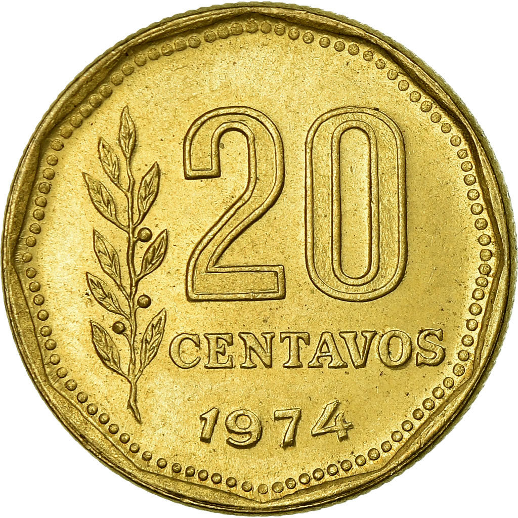 Coin, Argentina, 20 Centavos, 1974, EF(40-45), Aluminum-Bronze, KM:67