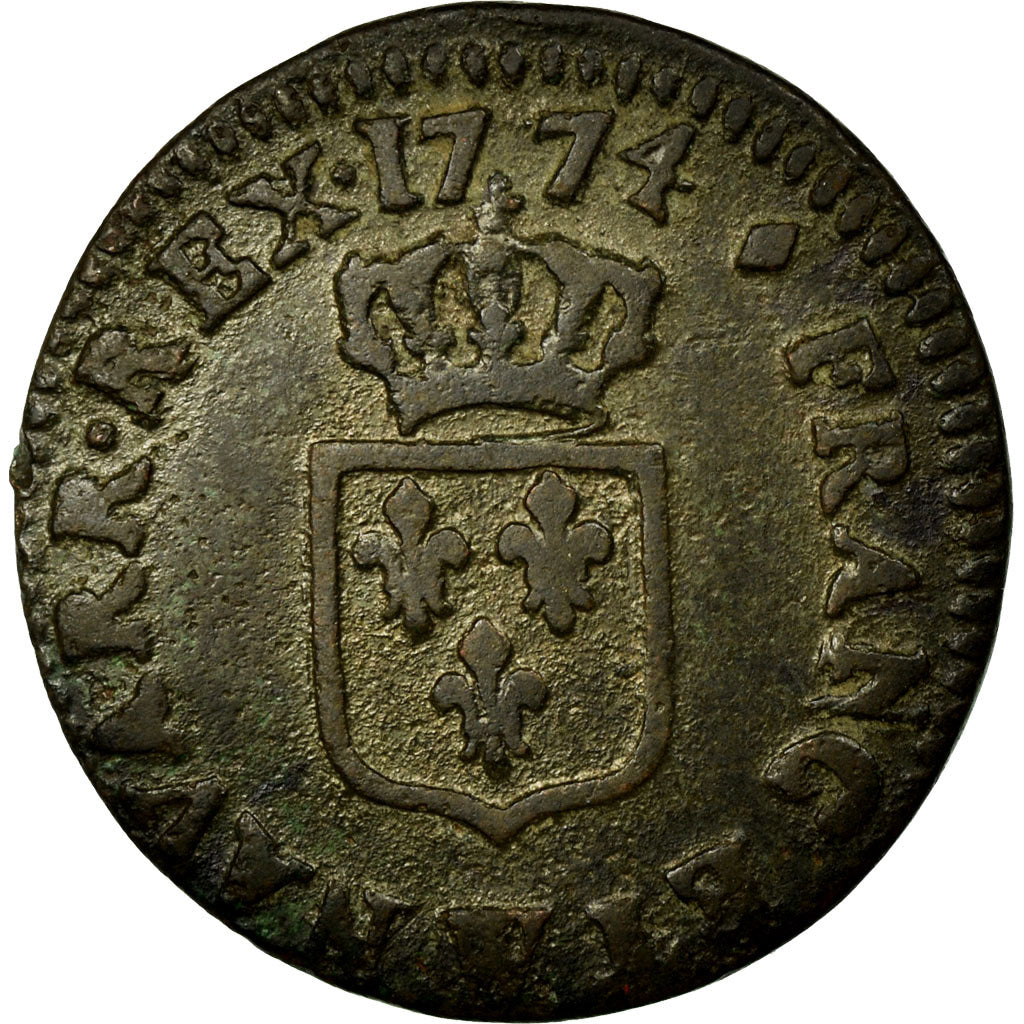 Moneta, Francia, Louis XV, Liard à la vieille tête, Liard, 1774, Lille, BB