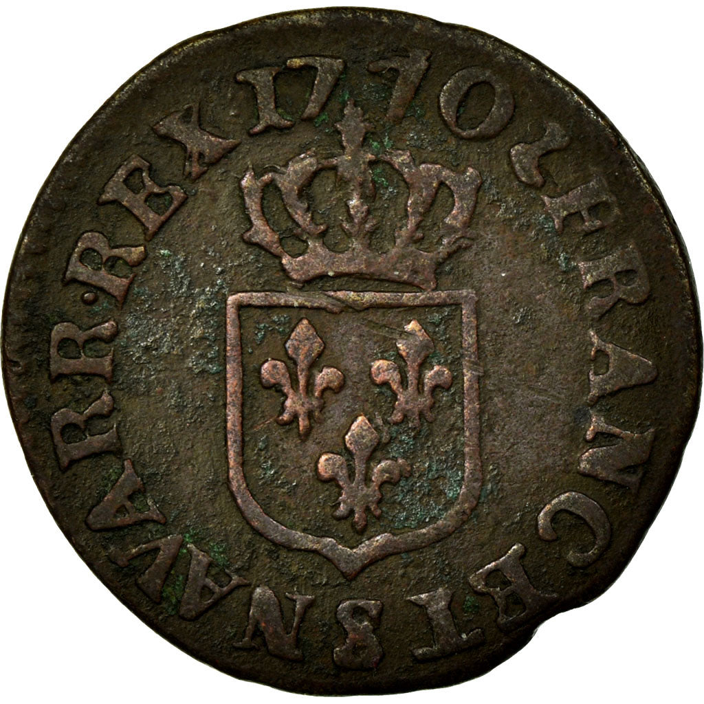 Coin, France, Louis XV, Liard à la vieille tête, Liard, 1770, Reims