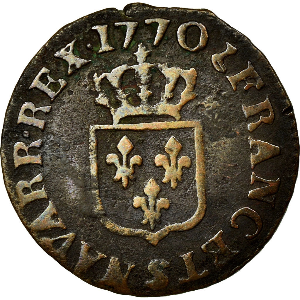 Coin, France, Louis XV, Liard à la vieille tête, Liard, 1770, Reims