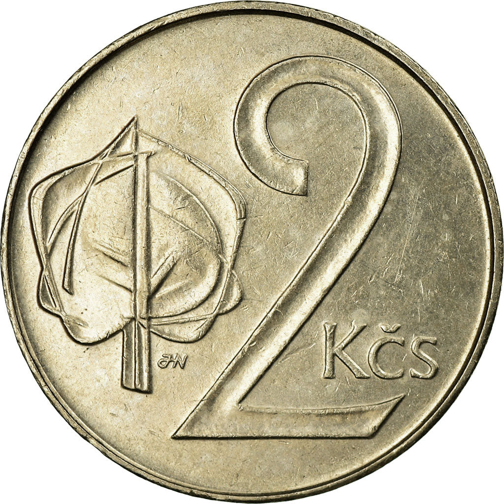 Munten, Tsjecho-Slowakije, 2 Koruny, 1991, ZF, Copper-nickel, KM:148