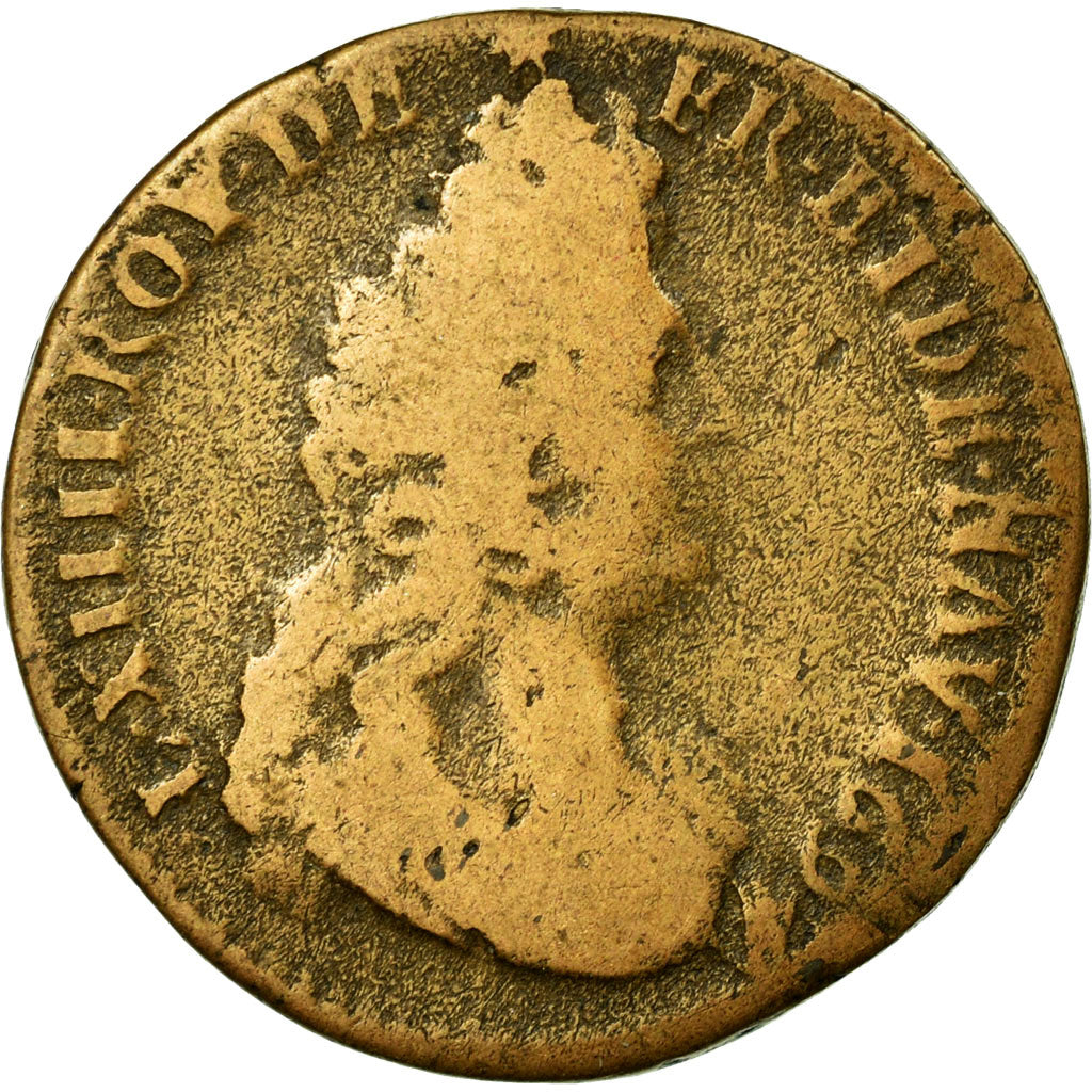 Monnaie, France, Louis XIV, Liard de France au buste âgé, troisième type