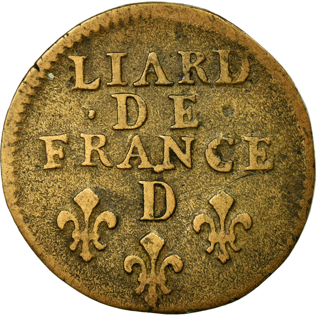 Monnaie, France, Louis XIV, Liard de France au buste âgé, troisième type