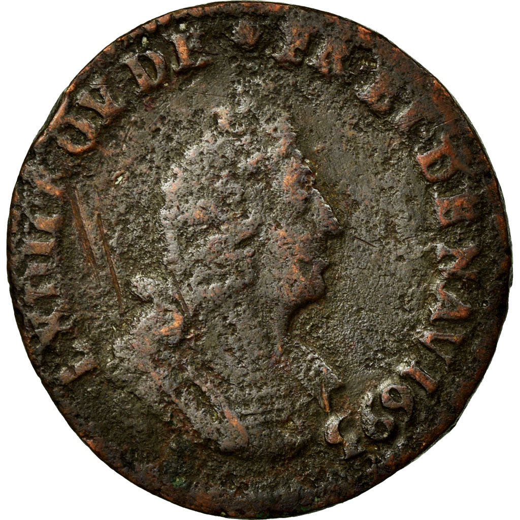 Coin, France, Louis XIV, Liard de France au buste âgé, troisième type, Liard