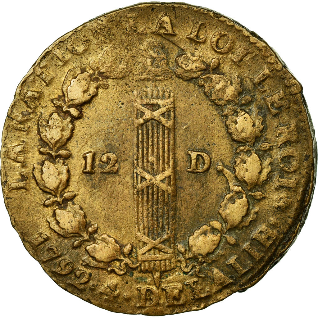 Munten, Frankrijk, 12 deniers françois, 12 Deniers, 1791, Paris, ZF, Bronze