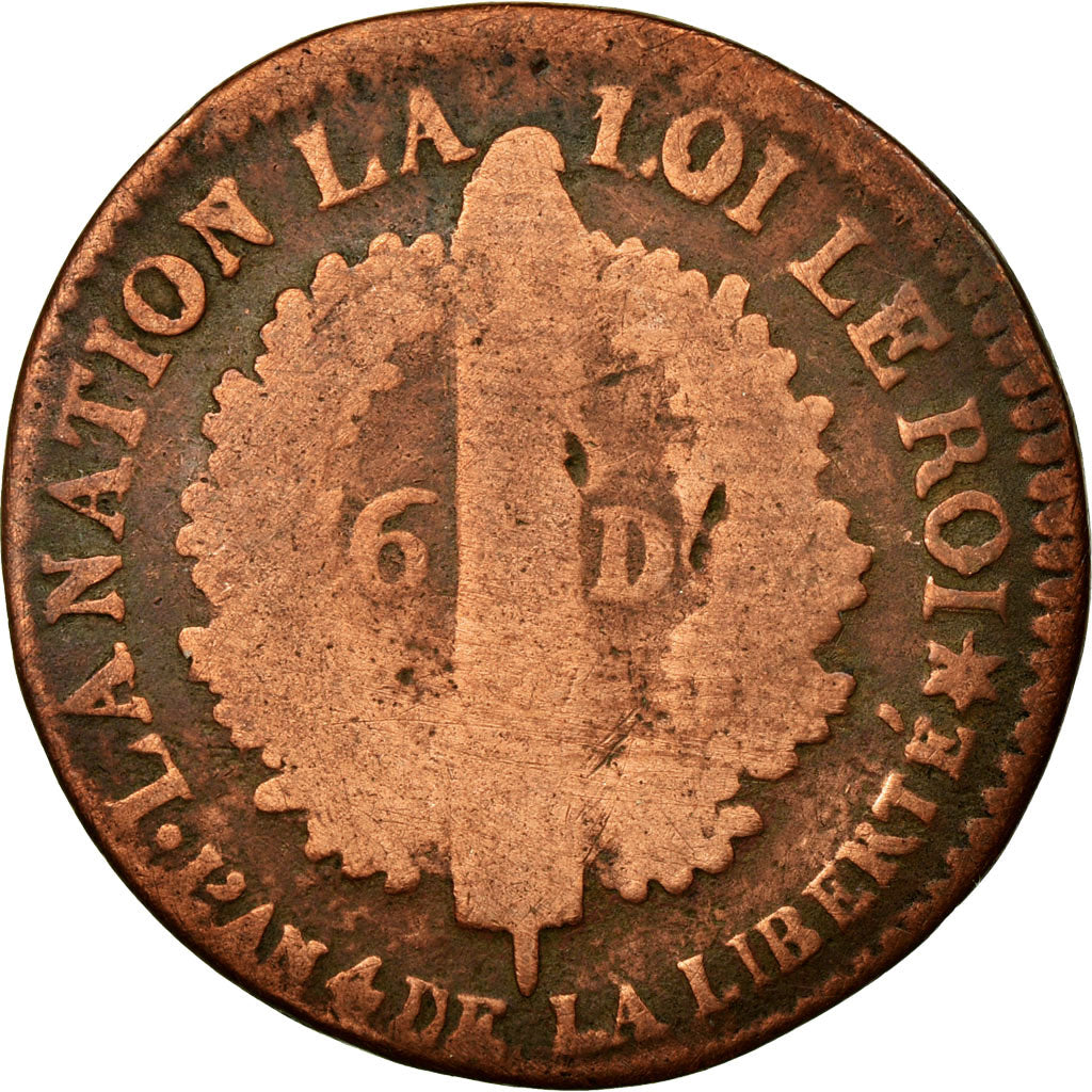 Münze, Frankreich, 6 deniers français, 6 Deniers, 1792, Strasbourg, SGE+