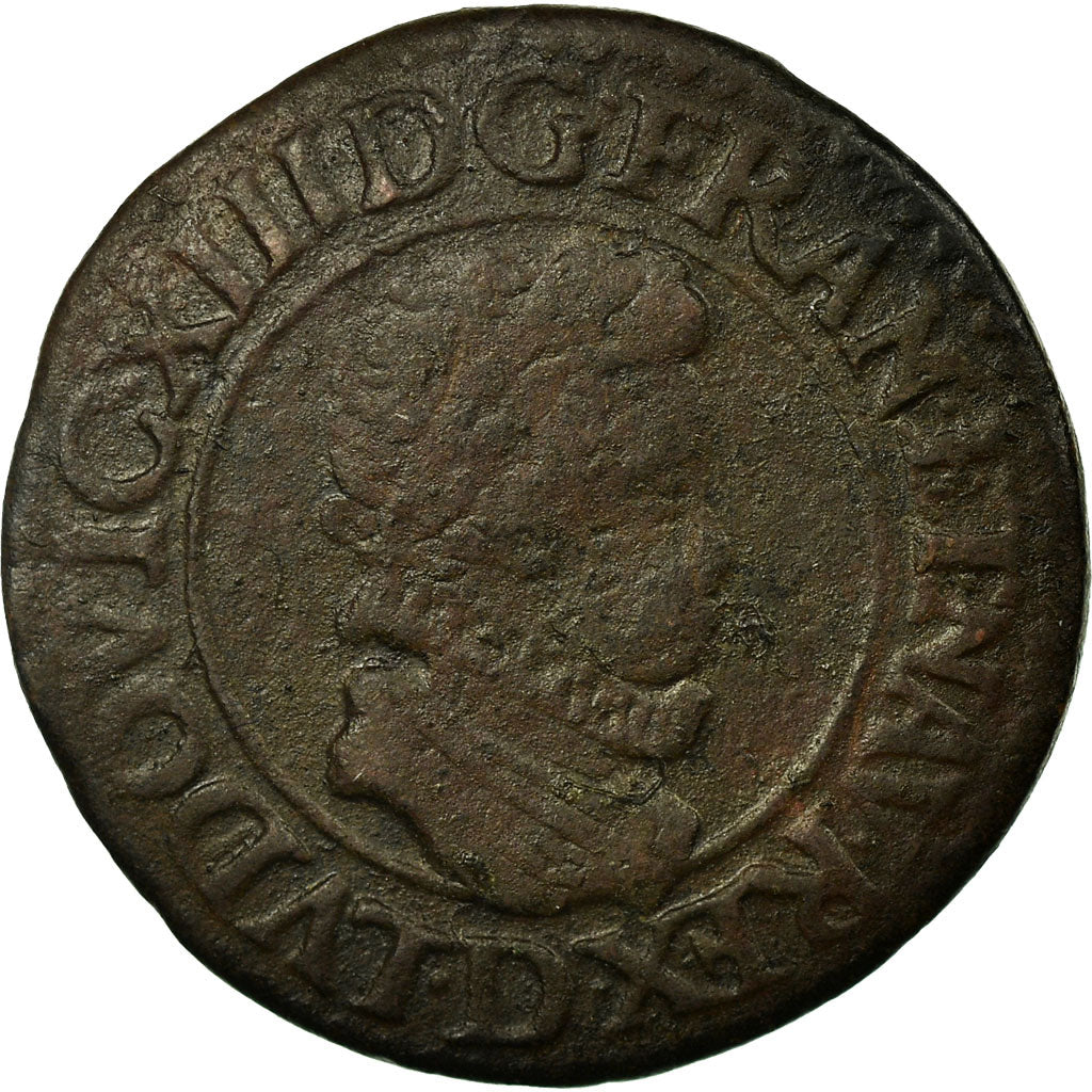 Monnaie, France, Louis XIII, Double tournois, buste enfantin au col fraisé