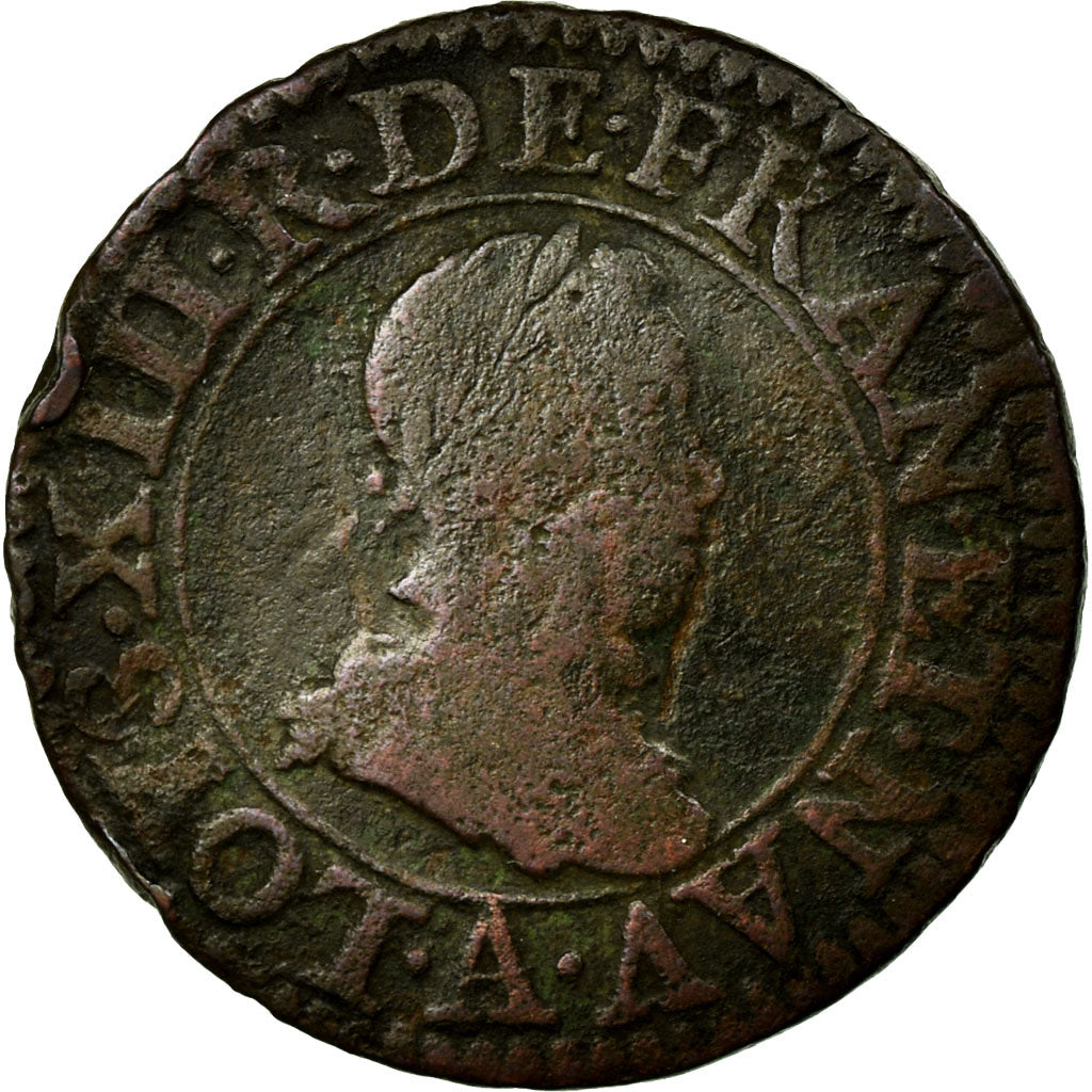 Moneta, Francja, Louis XIII, Double tournois, buste enfantin, Double Tournois
