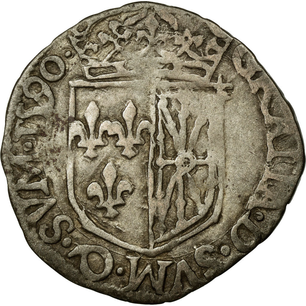Coin, France, Douzain de Navarre, 1590, Saint-Palais, EF(40-45), Billon