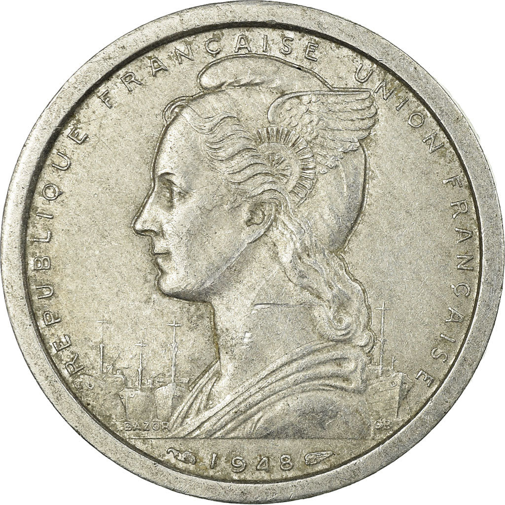 Moneta, Madagascar, 2 Francs, 1948, Paris, BB, Alluminio, KM:4