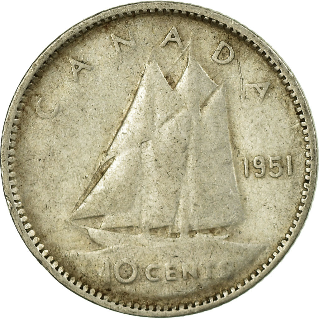Münze, Kanada, George VI, 10 Cents, 1951, Royal Canadian Mint, Ottawa, S