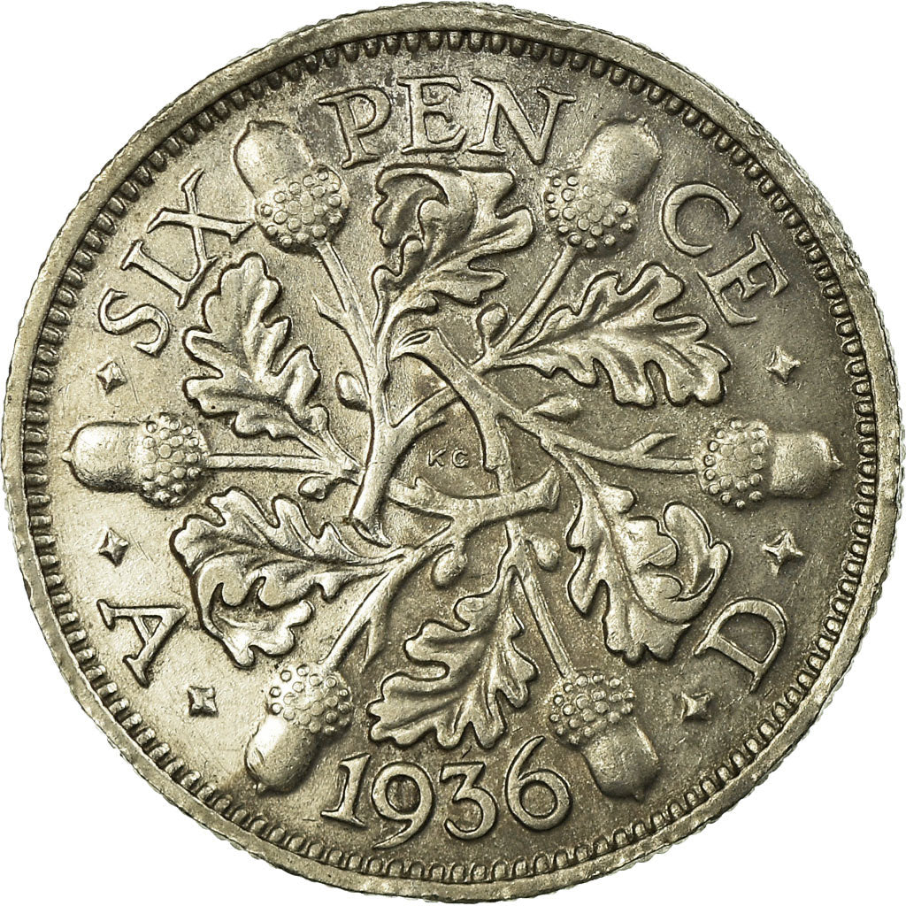 Moeda, Grã-Bretanha, George V, 6 Pence, 1936, EF(40-45), Prata, KM:832