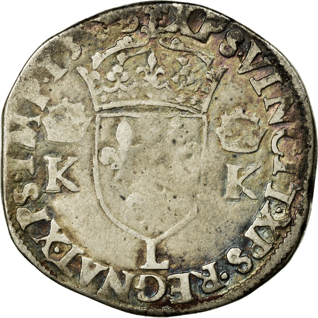 Coin, France, Teston, 1575, Bayonne, VF(30-35), Silver, Duplessy:1069